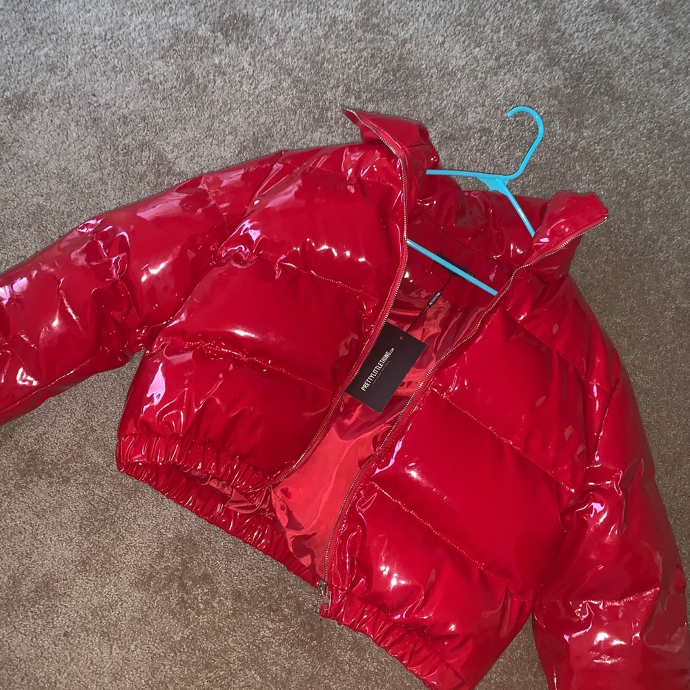 Red Puffer Jacket from Prettylittlethings
